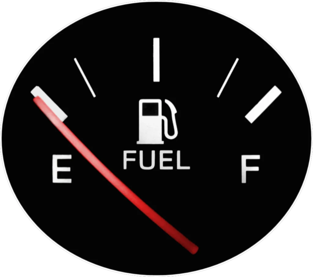 Car Fuel Gauge on Empty Emergency Fuel Delivery